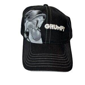 Vintage Grumpy Hat Disney World Adult‎ Unisex One Size Black Strap Back